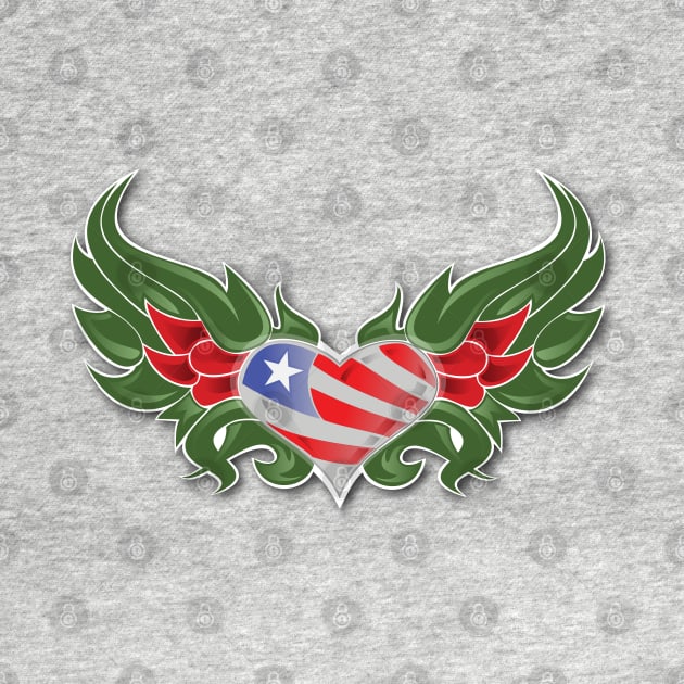 Texas Flag in Heart with Wings by MonkeyBusiness